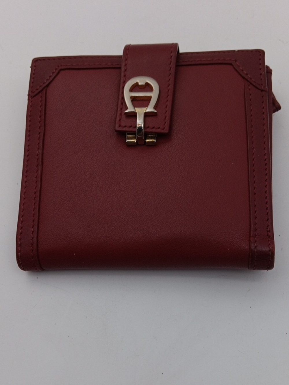 Etienne Aigner Burgundy Leather Snap Wallet with Signature Hardware